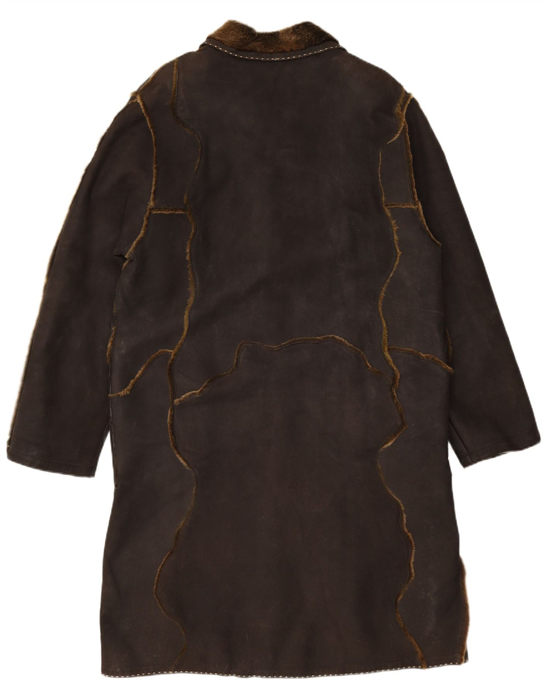 Zamszowy płaszcz damski VINTAGE UK 16, duży, brązowy