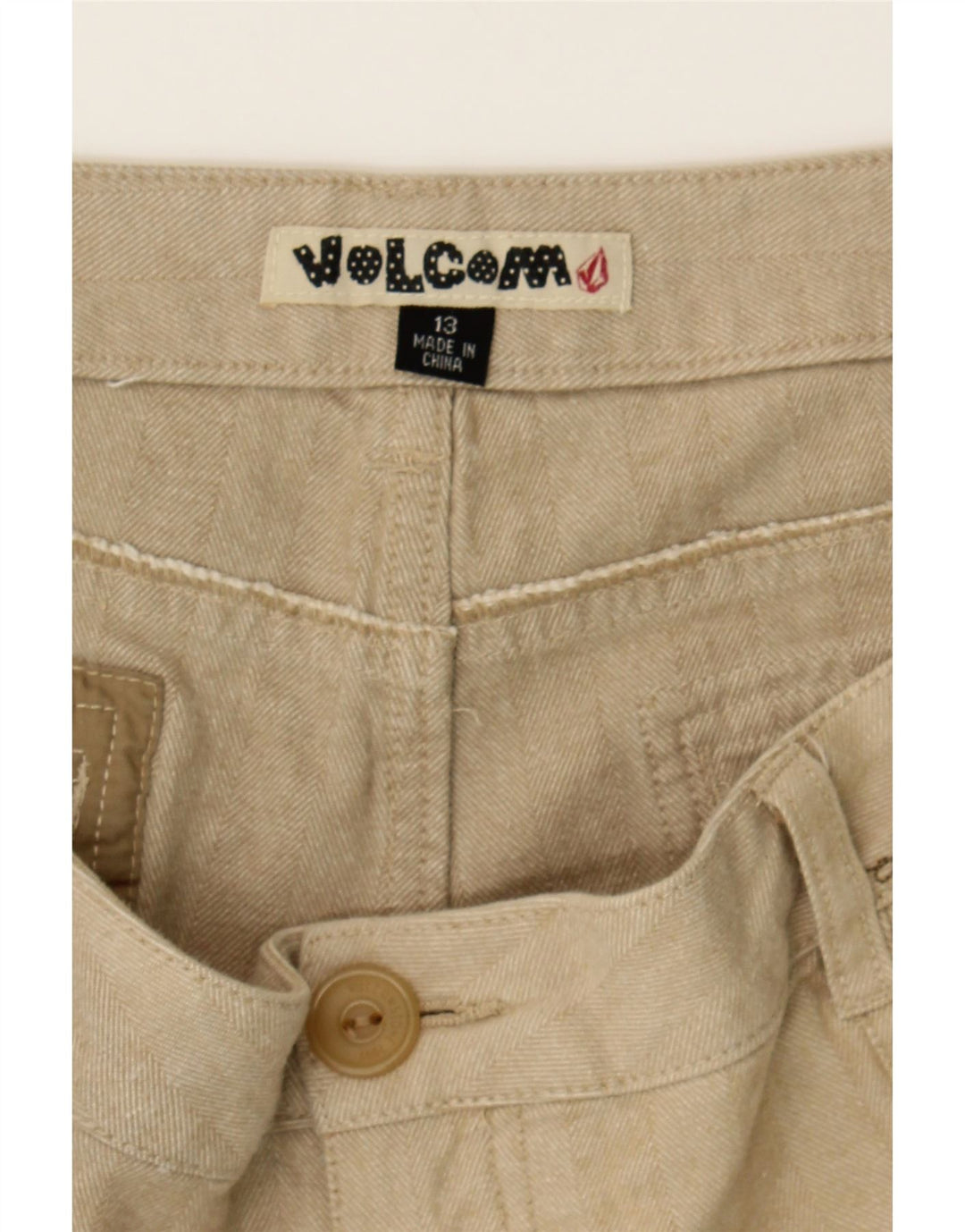 VOLCOM Womens Hot Pants US 13 XL W36 Beige Cotton Vintage Volcom and Second-Hand Volcom from Messina Hembry 