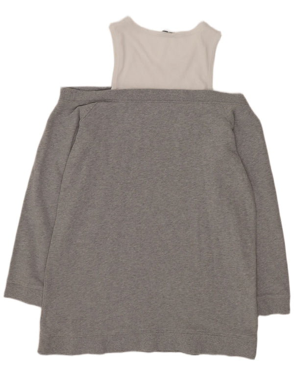 Damska bluza dresowa Dkny z długim rękawem UK 16, duża, szara, z blokami kolorów