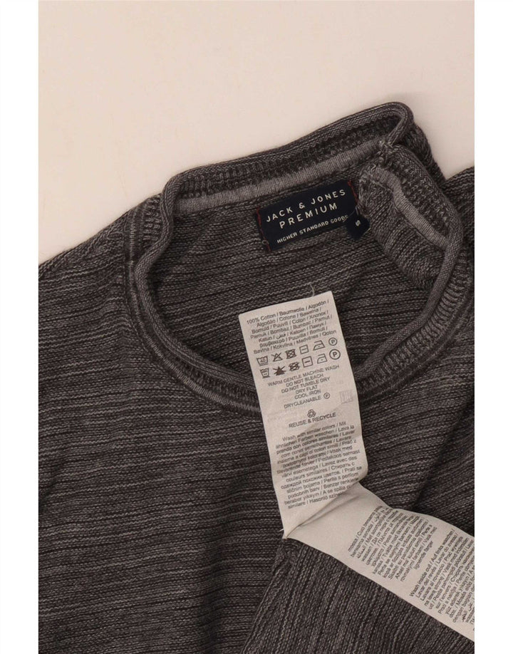 Męski sweter z okrągłym dekoltem Jack & Jones, mały, szary, bawełniany