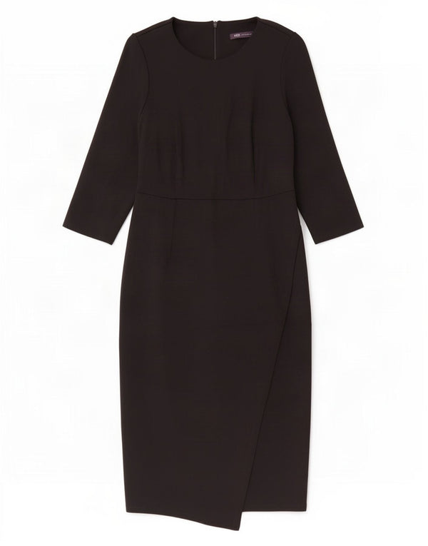 Marks & Spencer Damska sukienka maxi z rękawem 3/4 UK 12, średnia czarna wiskoza