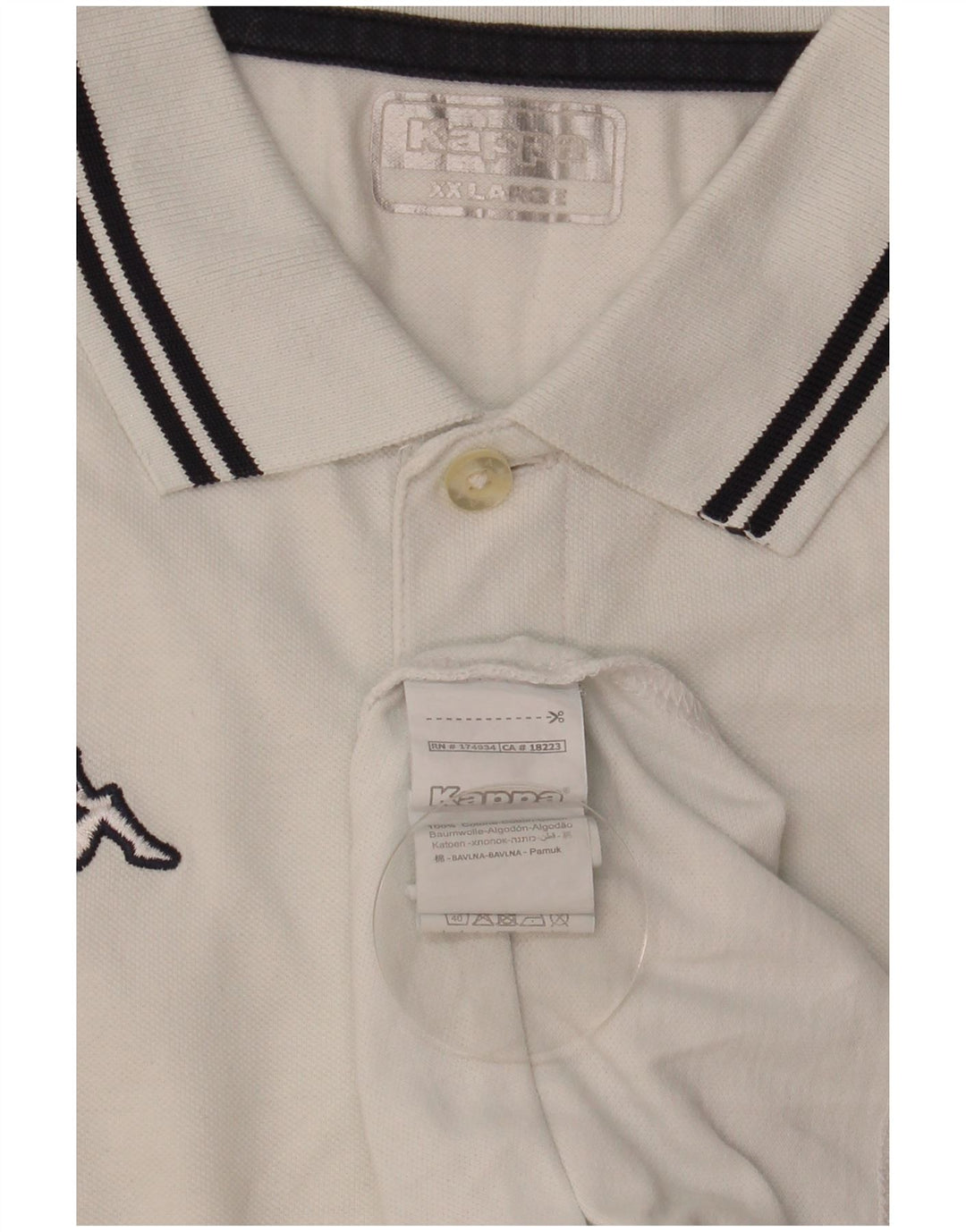 Męska koszulka polo KAPPA 2XL Biała bawełna
