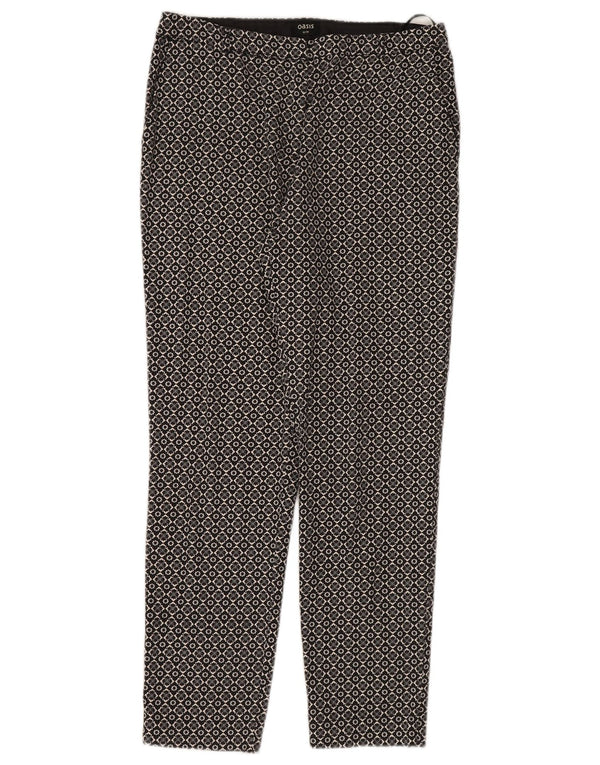 Damskie proste spodnie chino Oasis UK 10 Small W30 L28 Czarne kwiatowe