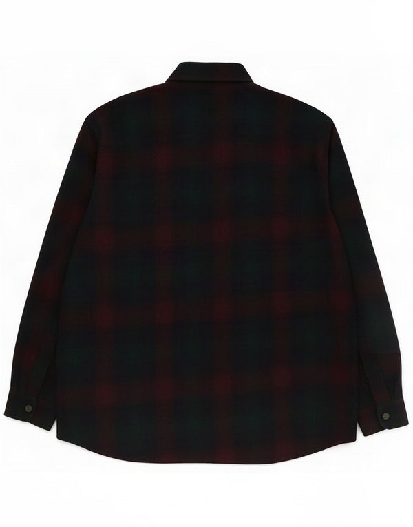 Męska koszula wierzchnia w stylu vintage, flanelowa, duża, wełniana w zieloną kratkę