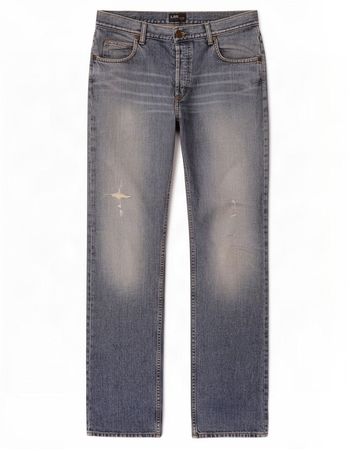 Męskie dżinsy Lee Seattle Distressed Straight W34 L36 Niebieskie