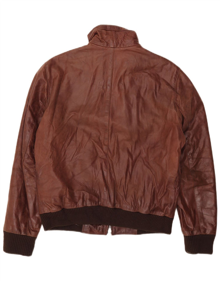 Męska kurtka skórzana w stylu vintage UK 38 Średnia brązowa skóra