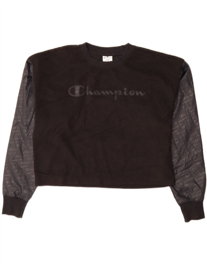 Damska bluza Champion Crop Graphic Jumper UK 16, duża czarna