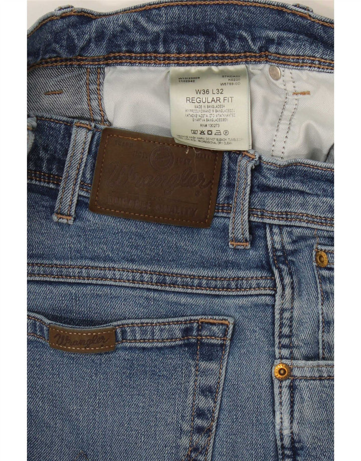Męskie jeansy Wrangler o prostym kroju W36 L32, niebieskie, bawełniane