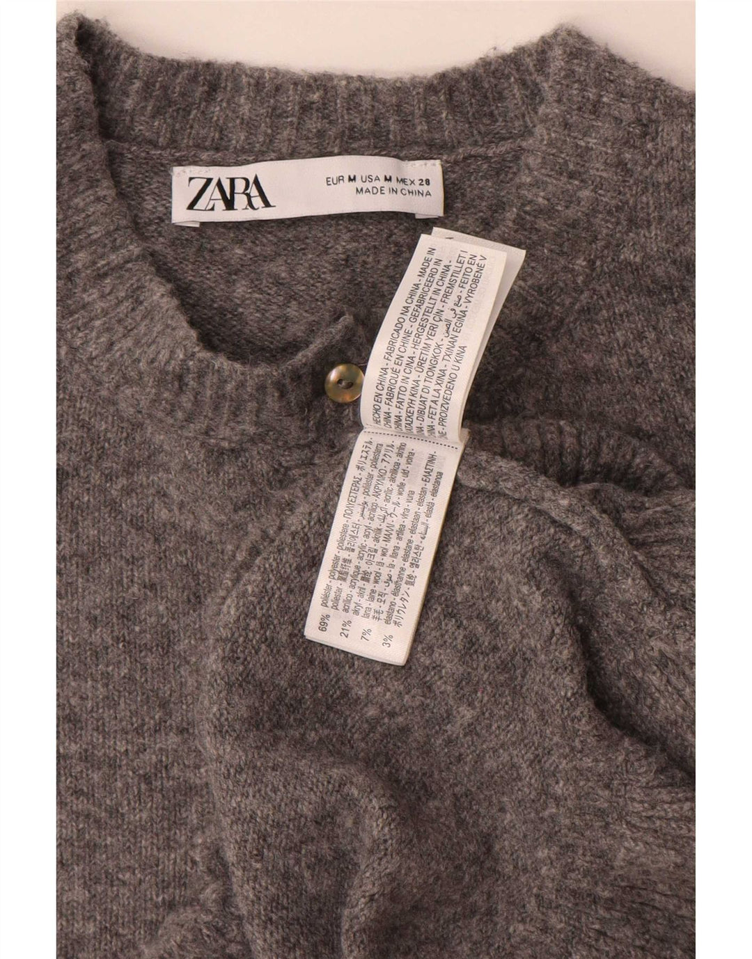 Sweter damski Zara Cardigan UK 14, średni szary poliester