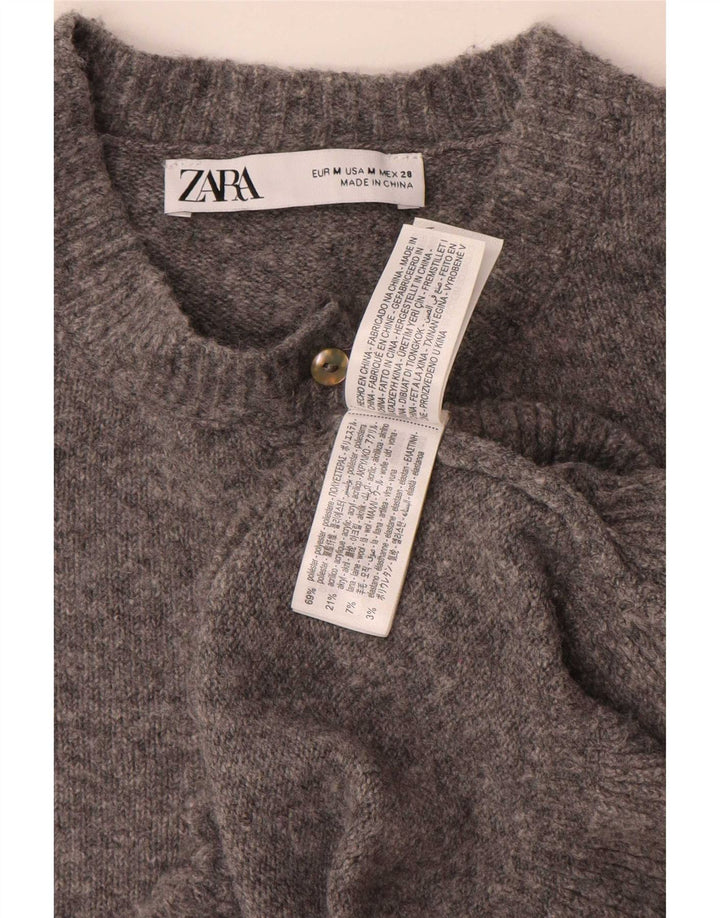 Sweter damski Zara Cardigan UK 14, średni szary poliester