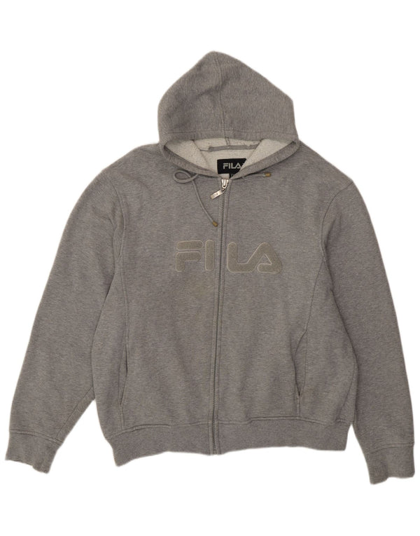 Damski sweter Fila z grafiką i zamkiem błyskawicznym UK 20 2XL Szara bawełna