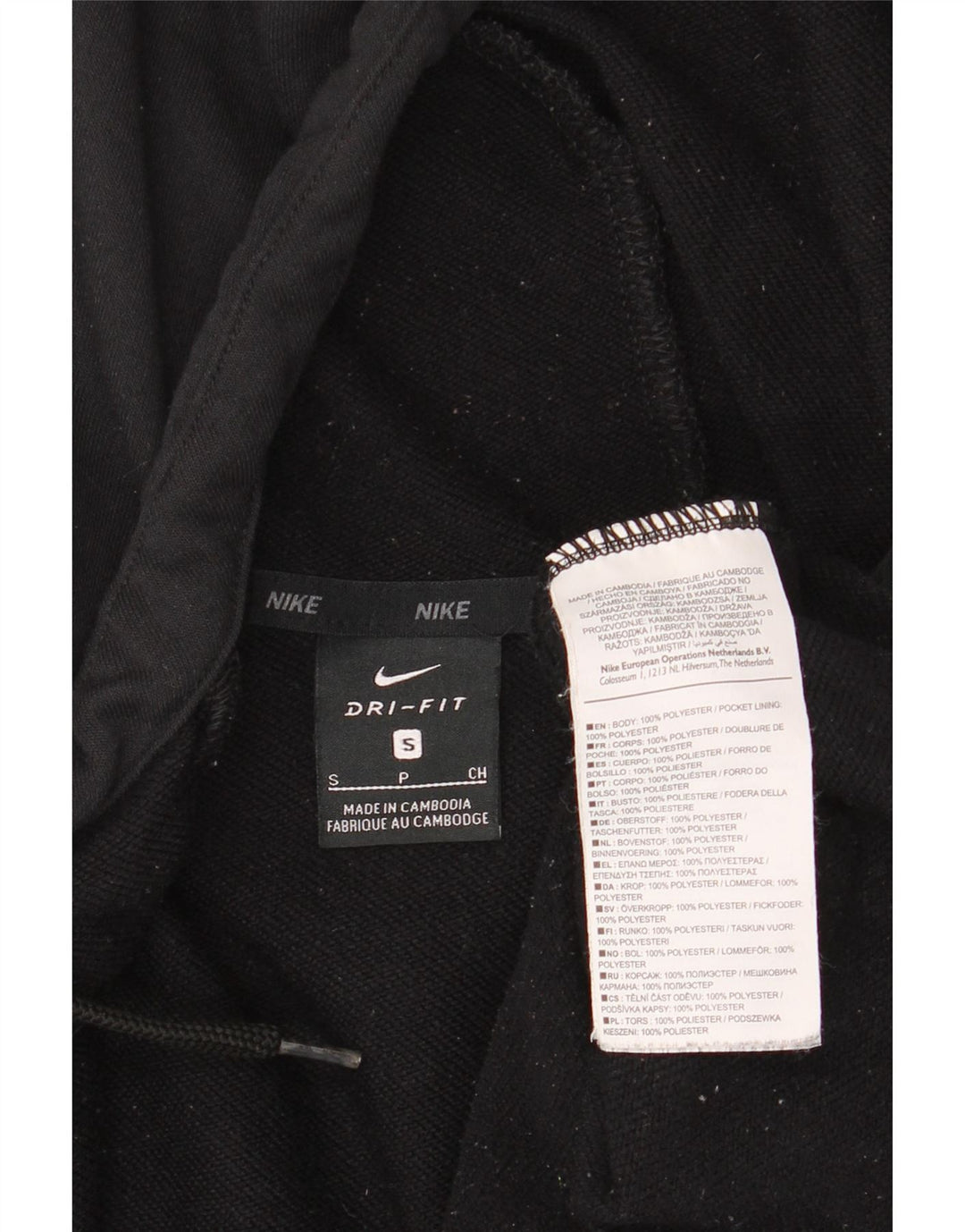 Męski sweter z kapturem i zamkiem błyskawicznym Nike Dri Fit, mały, czarny poliester