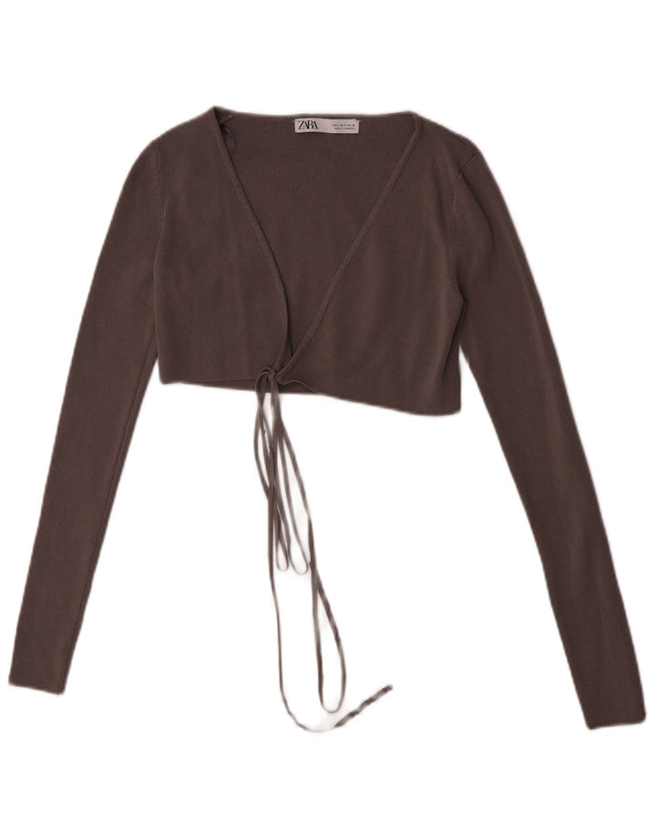 Damski krótki kardigan Zara UK 8 Small, szara wiskoza