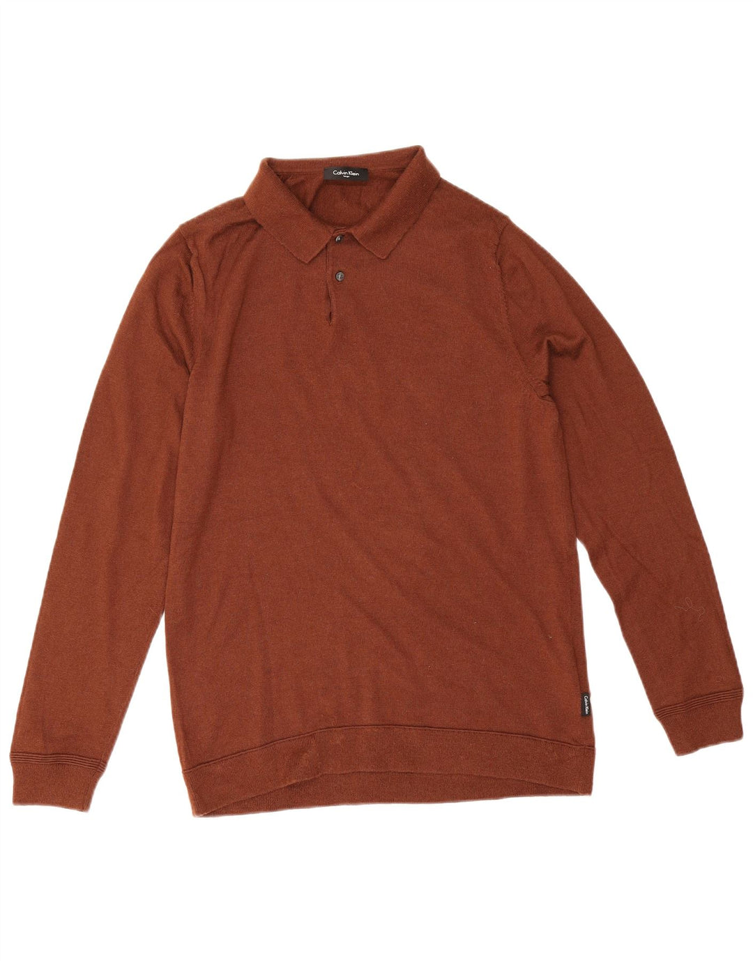 Męski sweter polo Calvin Klein, duży, brązowy, wełniany