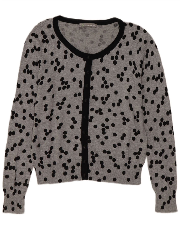 Marks & Spencer Damski sweter rozpinany UK 10 Small Grey w kropki