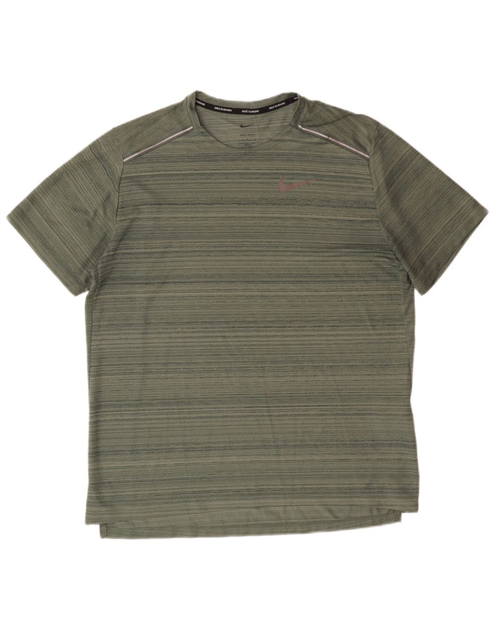 Męski T-shirt Nike Dri Fit, duży, zielony, poliestrowy w paski