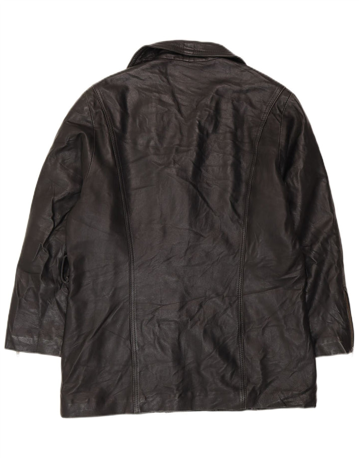 Damska kurtka skórzana oversize VINTAGE UK 10, mała czarna