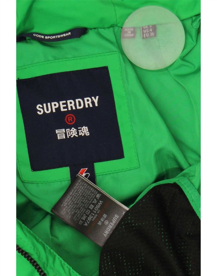 Damska ocieplana kurtka z kapturem Superdry UK 8, mała, zielona, poliestrowa
