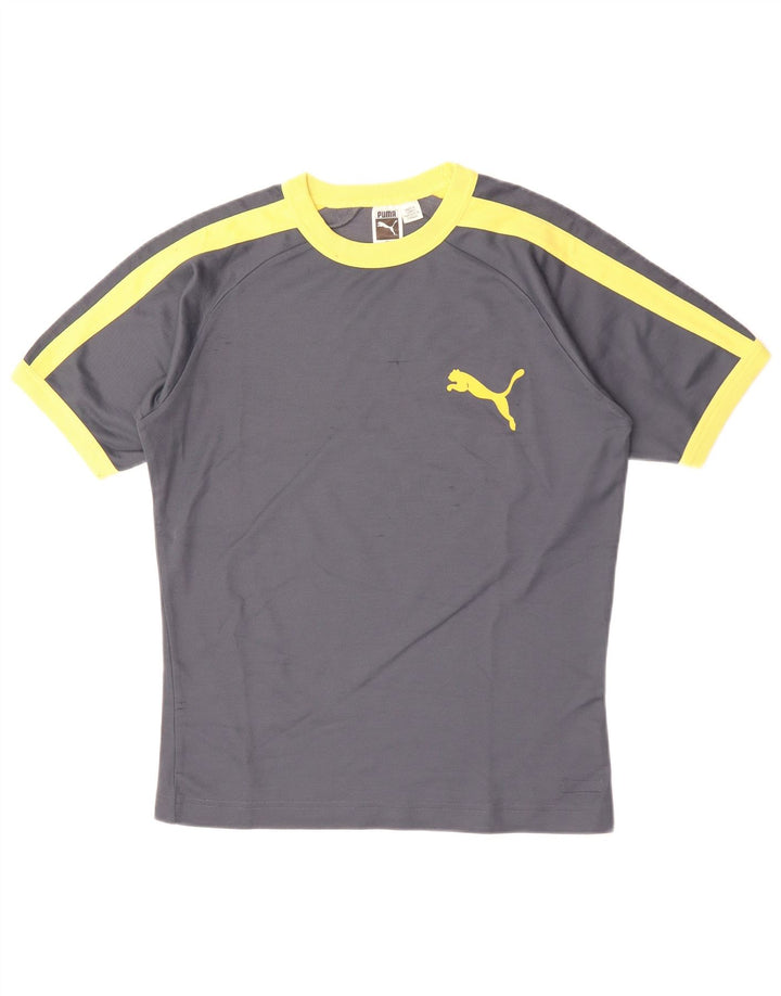 T-shirt męski PUMA Top, bawełniany, średnioszary, z blokami kolorów