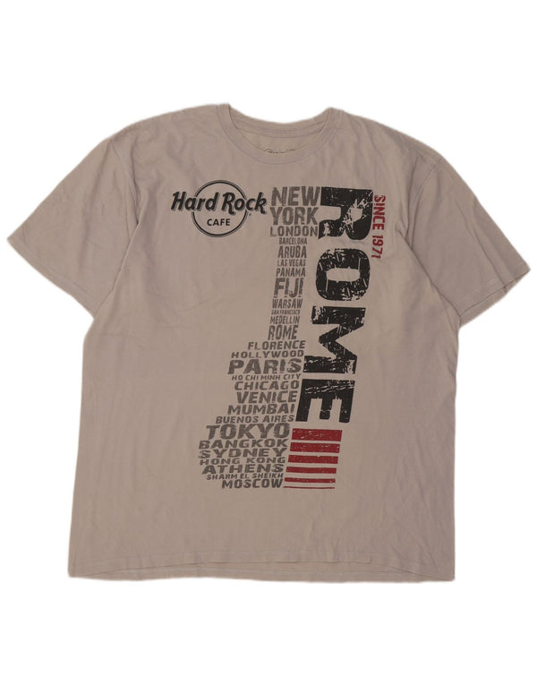 Hard Rock Cafe Mens Rome Graphic T-Shirt Top XL Grey Cotton