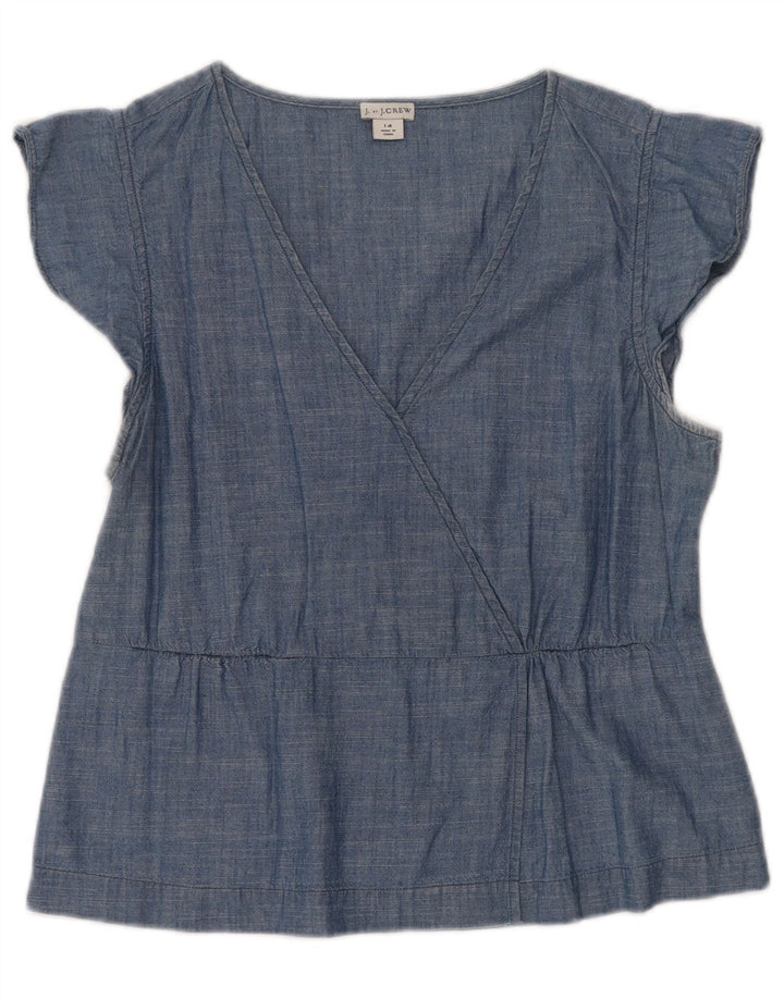 Bluzka damska J. CREW Top UK 14, duża niebieska bawełna