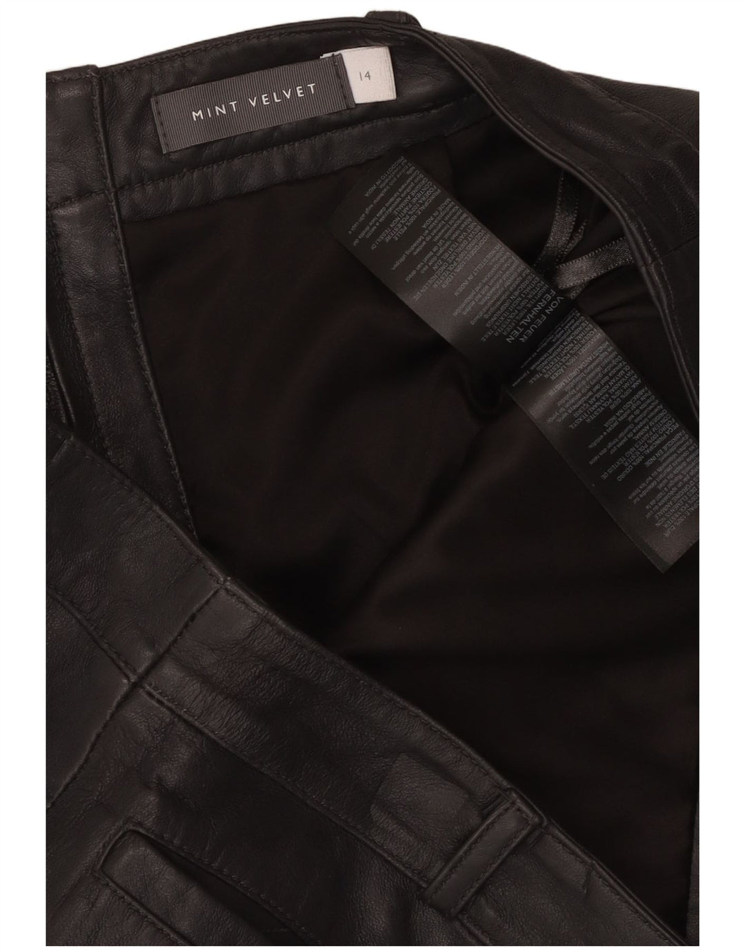 Spódnica skórzana damska MINT VELVET UK 14 duża W34 czarna skóra