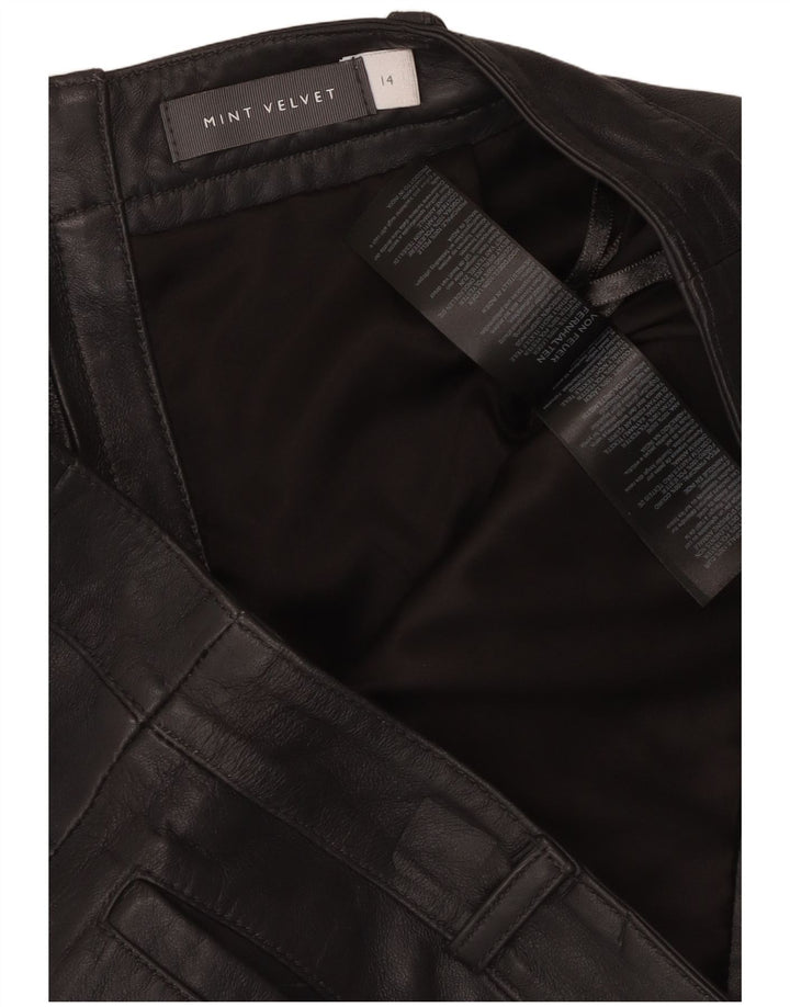 Spódnica skórzana damska MINT VELVET UK 14 duża W34 czarna skóra