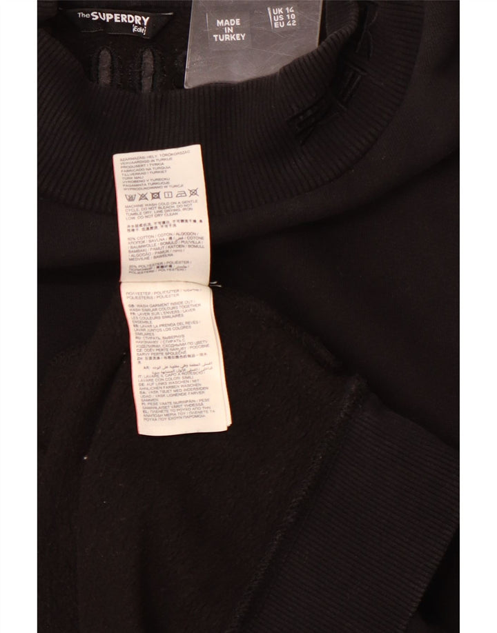 SUPERDRY Damska bluza z grafiką, sukienka UK 14, duża, czarna, bawełniana