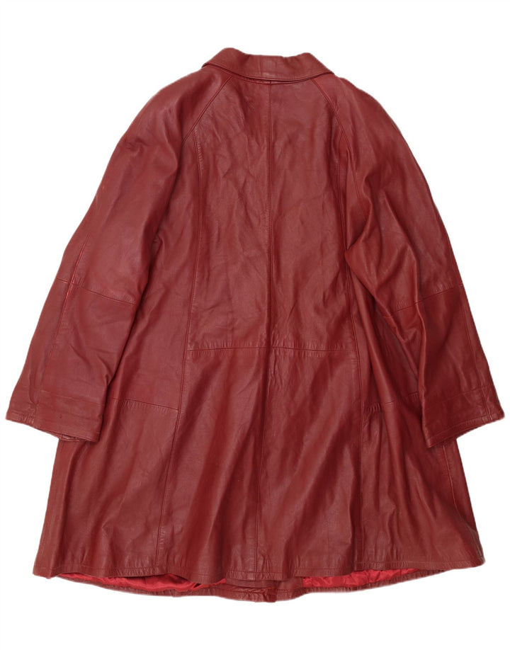 Barisal damski płaszcz skórzany oversize EU 48 2XL bordowa skóra