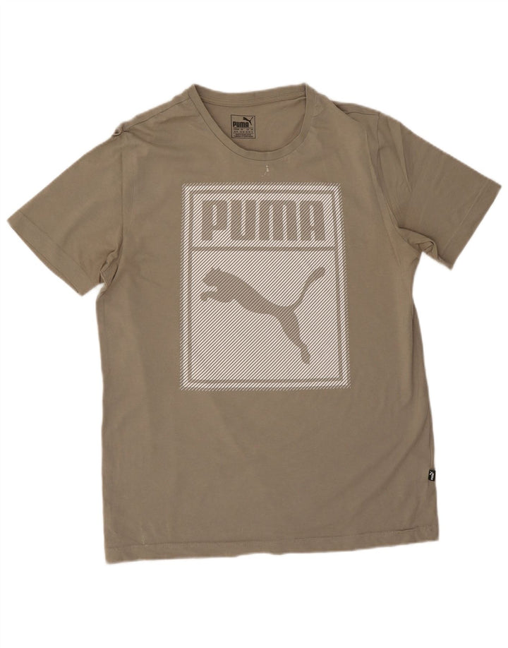 Męska koszulka z grafiką Puma Top, średnia beżowa bawełna