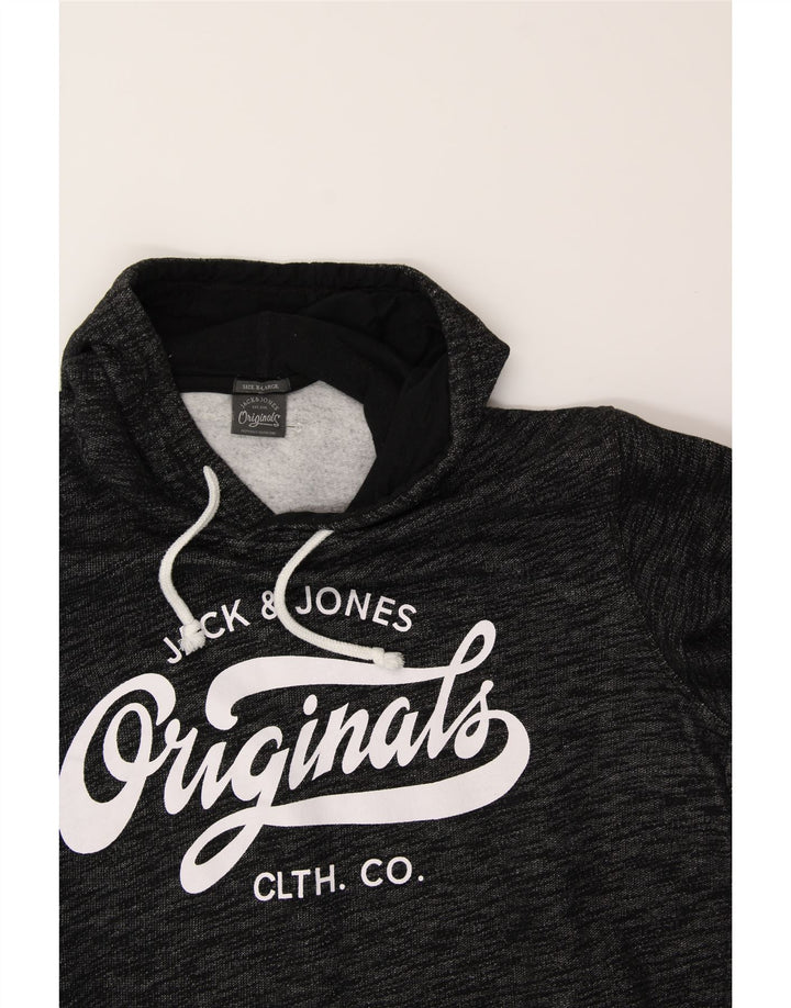 JACK & JONES Mens Graphic Hoodie Jumper XL Grey Polyester Vintage Jack & Jones and Second-Hand Jack & Jones from Messina Hembry 