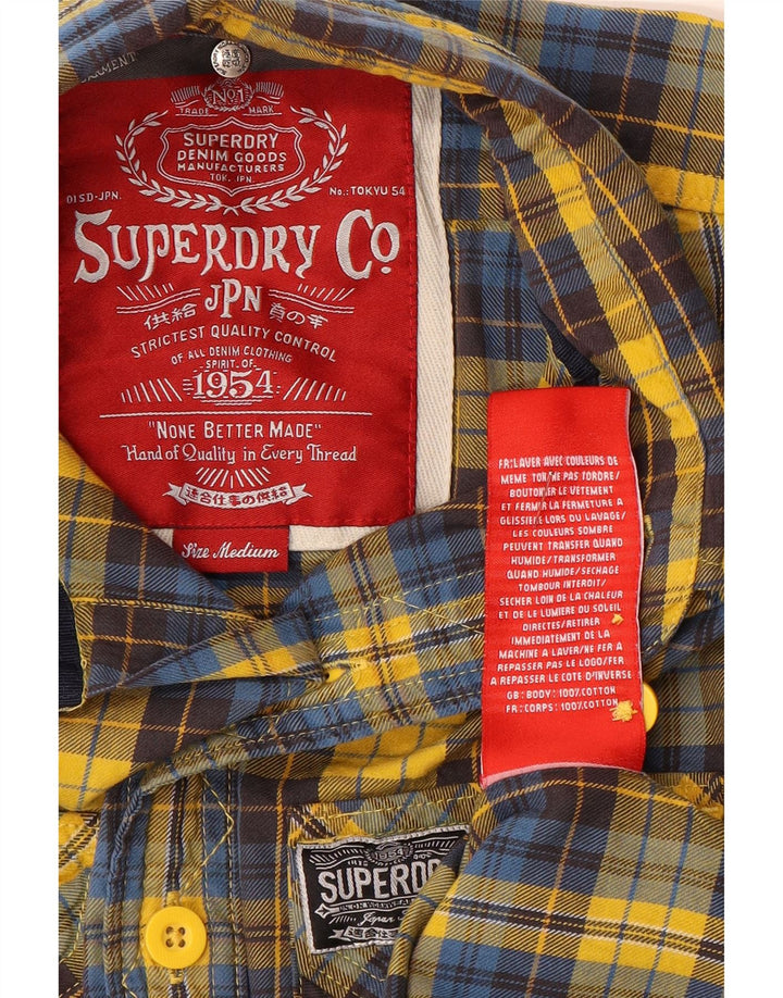 Męska koszula flanelowa Superdry, bawełniana w średnią żółtą kratkę
