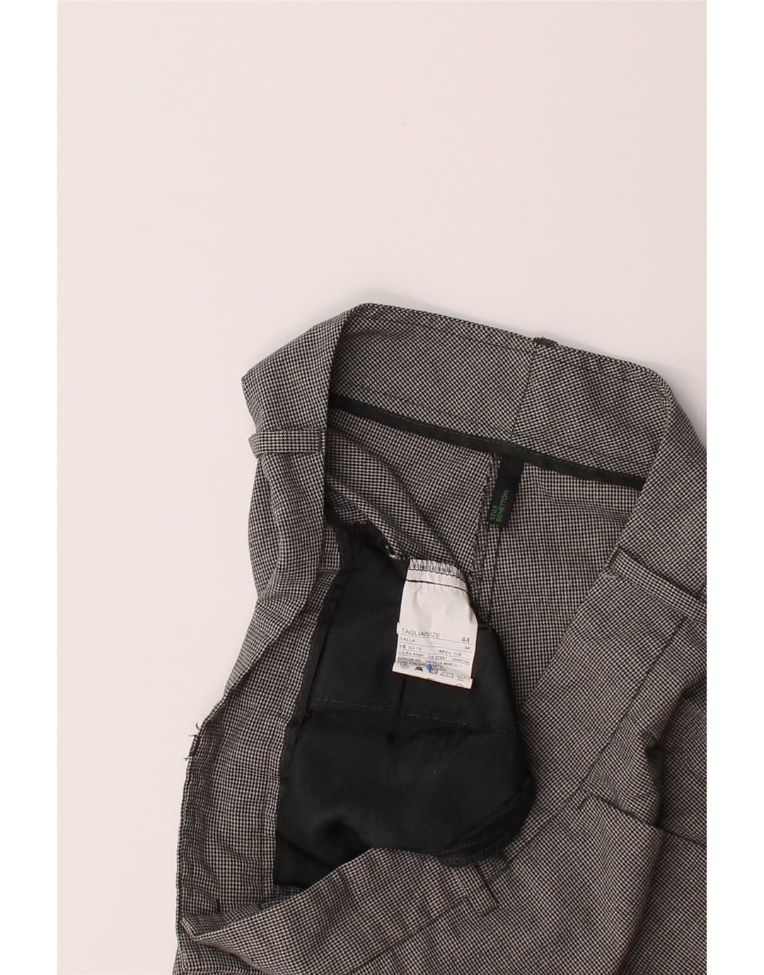 BENETTON Womens Chino Trousers IT 44 Medium W32 L34 Black Houndstooth Vintage Benetton and Second-Hand Benetton from Messina Hembry 