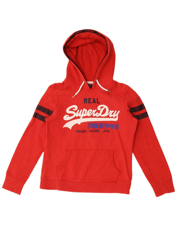 Damski sweter z kapturem Superdry, UK 12, średni czerwony, bawełniany