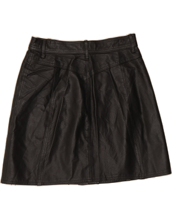 MAX&CO. Womens Leather A-Line Skirt UK 14 Medium W28  Black Leather