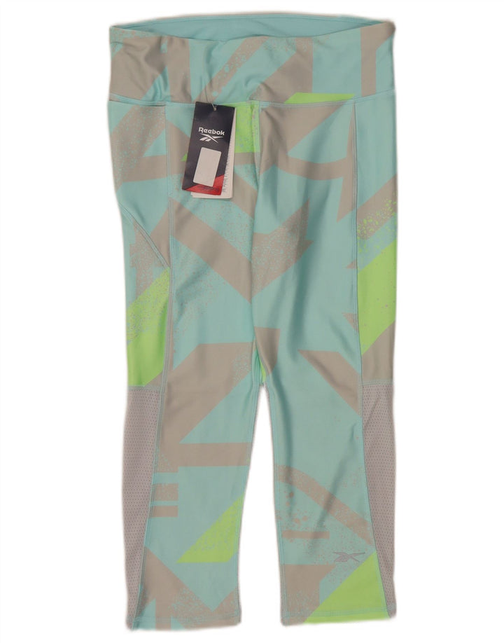 Damskie legginsy Reebok Capri UK 12/14 Średni turkusowy geometryczny poliester