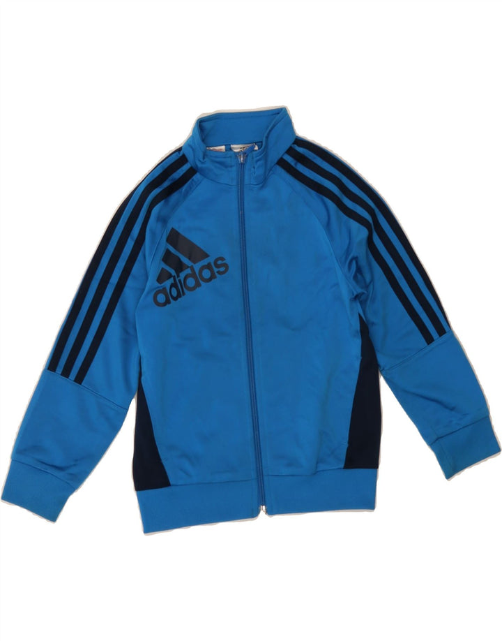 ADIDAS Boys Graphic Tracksuit Top Jacket 5-6 Years Blue Colourblock Vintage Adidas and Second-Hand Adidas from Messina Hembry 