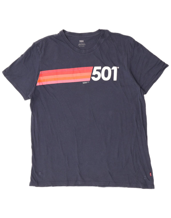 Męski T-shirt Levi's 501 z grafiką, 2XL, granatowy, blok kolorów