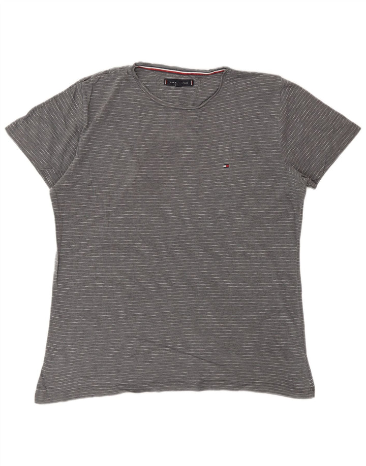 T-shirt męski TOMMY HILFIGER, duży, szary, w prążki