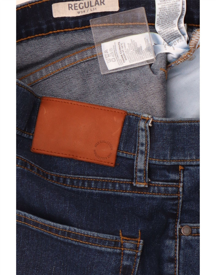 MARKS & SPENCER Męskie proste dżinsy W34 L31 Granatowa bawełna