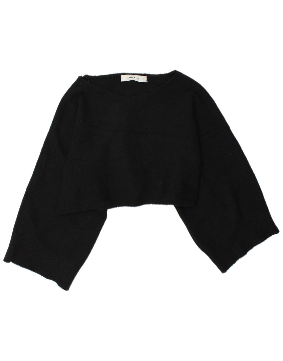 Damski krótki top oversize Zara z długim rękawem UK 14, średni czarny