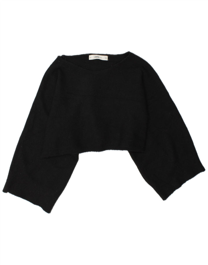 Damski krótki top oversize Zara z długim rękawem UK 14, średni czarny