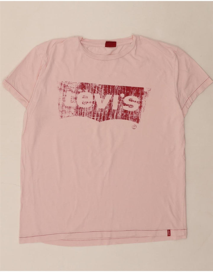 LEVI'S Mens Graphic T-Shirt Top Large Pink Cotton Vintage Levi's and Second-Hand Levi's from Messina Hembry 