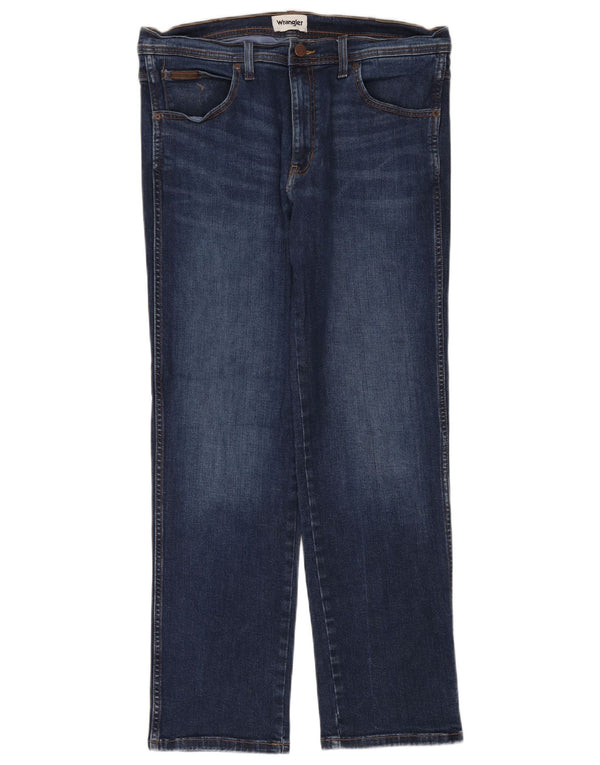 Wrangler Męskie proste dżinsy W36 L32 Niebieskie bawełniane