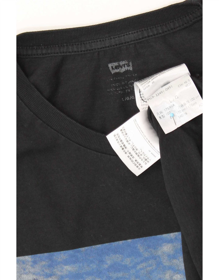 Męski T-shirt z grafiką Levi's, duży, czarny, bawełniany