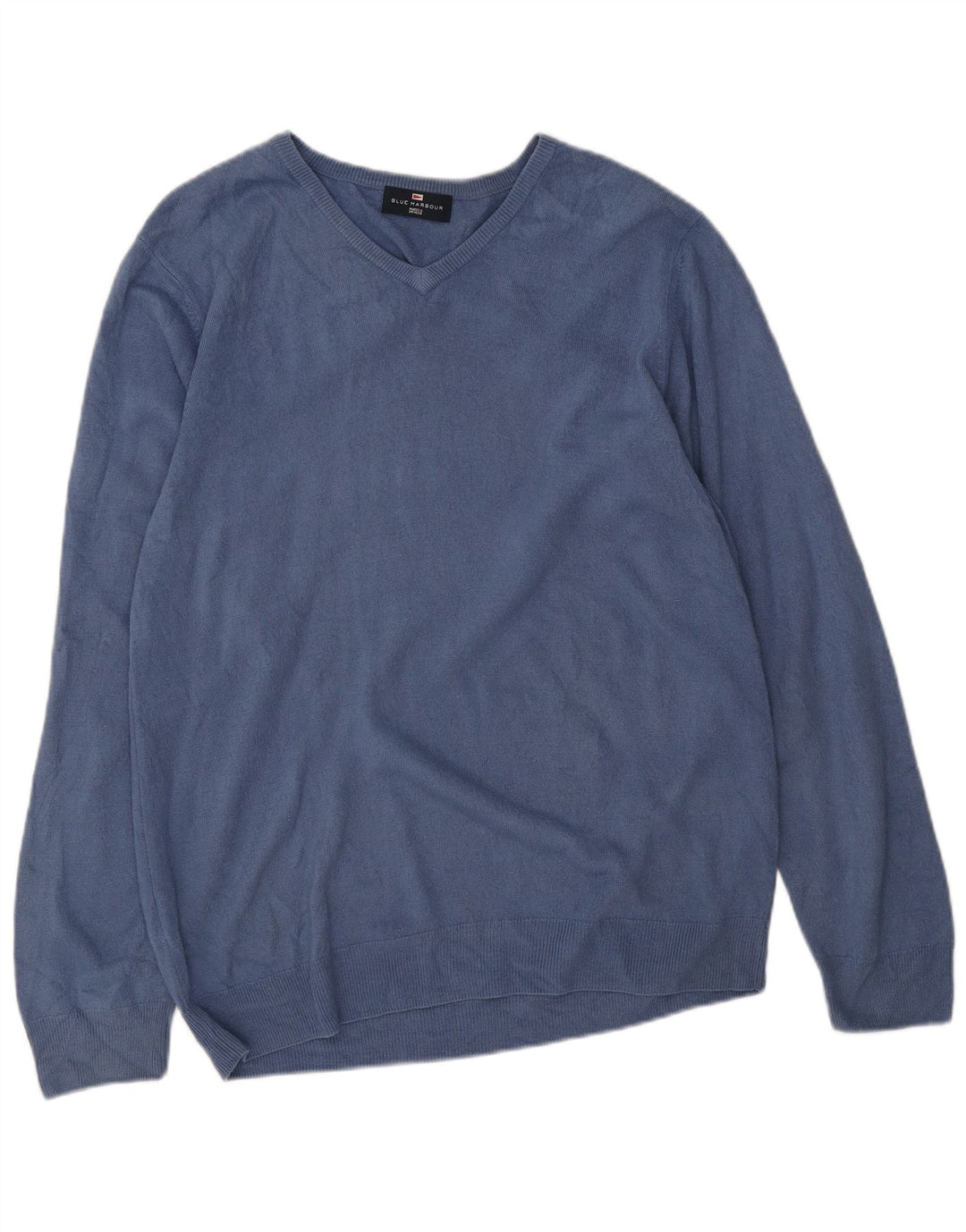 Męski sweter Marks & Spencer Blue Harbor z dekoltem w kształcie litery V, duży, granatowy