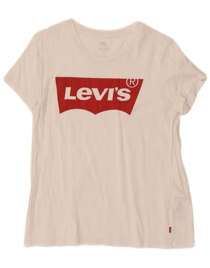 Damska koszulka z grafiką Levi's Top UK 12 Średnia biała bawełna