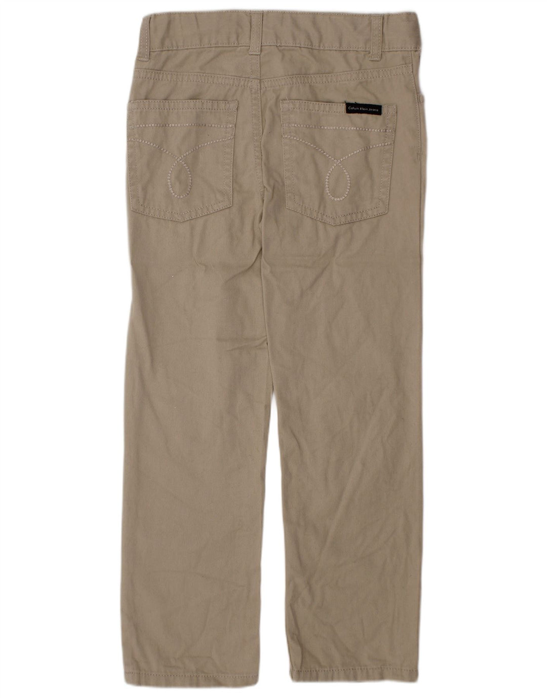 CALVIN KLEIN Boys Straight Chino Trousers 5-6 Years W24 L20 Beige Cotton