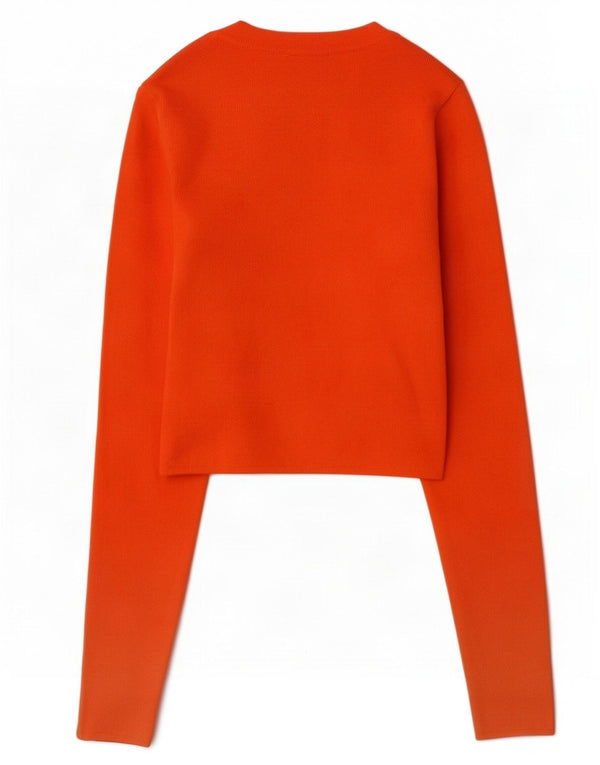Damski sweter Zara Crop Boat Neck Sweter UK 8 Small Orange Wiskoza