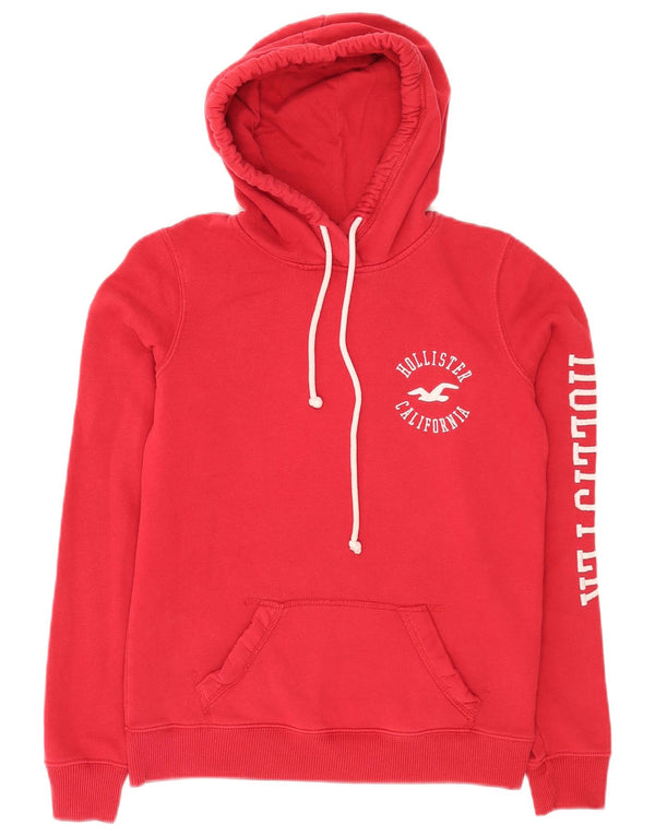 Damski sweter z kapturem Hollister Graphic, o swobodnym kroju, UK 4 XS, czerwony, bawełniany
